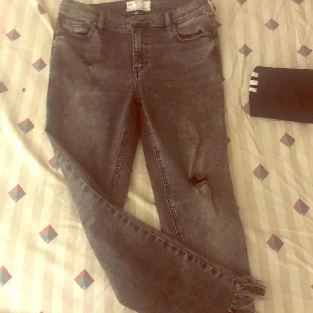 Black/Dark Grey Free People Jeans cutoff ankles